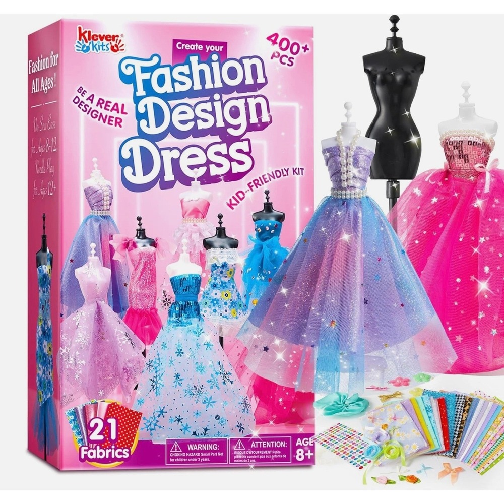 400pcs Fashion Doll DIY Design, Kids Arts & Crafts, Sewing Kit 50+ Outfits 8+YO